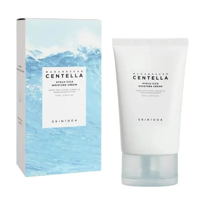 Crema Hyalu-Cica de SKIN1004 junto a su caja, 75 ml