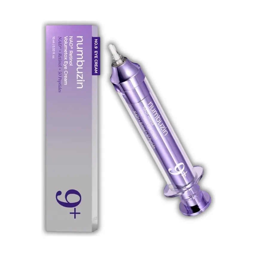 Sérum voluminizador No. 9 NAD+ Retinol de Numbuzin junto a su caja